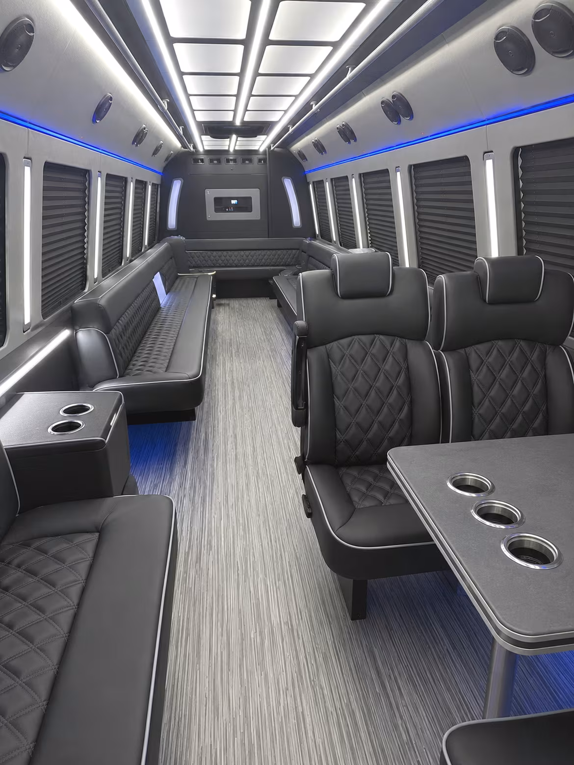 costa mesa 25 passenger party bus inside