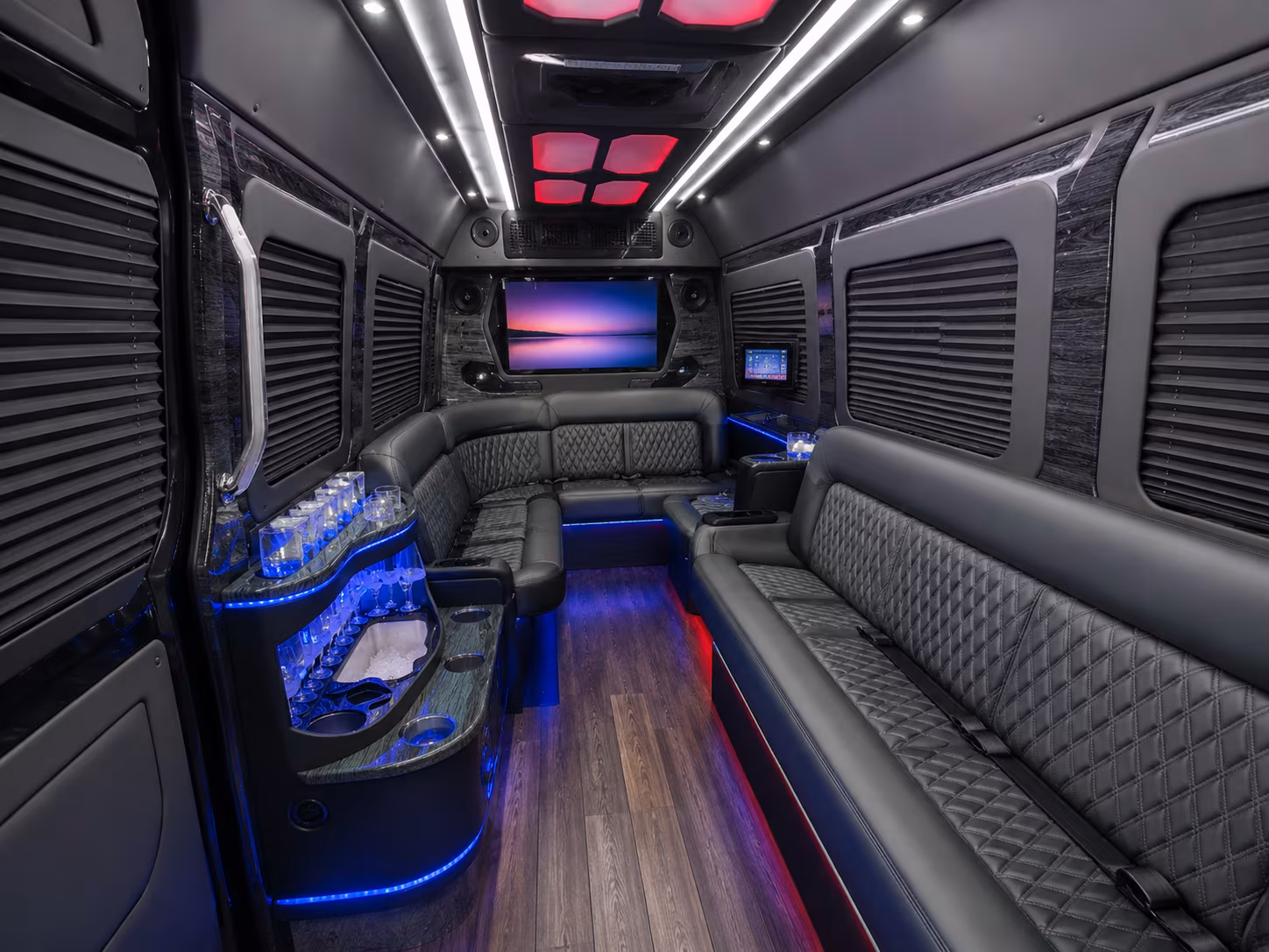costa mesa 40 passenger party bus interior